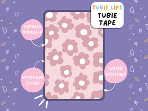 TUBIE TAPE Tubie Life pink flowers ng tube tape for feeding tubes and other tubing Full Sheet