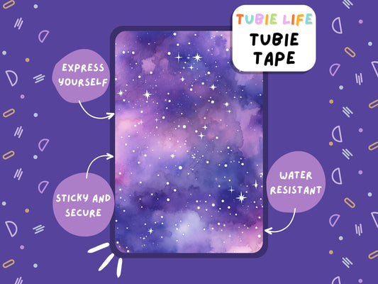 TUBIE TAPE Tubie Life purple galaxy ng tube tape for feeding tubes and other tubing Full Sheet