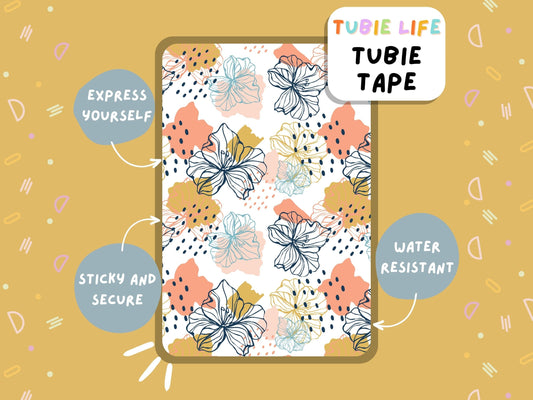 TUBIE TAPE Tubie Life tropical flower ng tube tape for feeding tubes and other tubing Full Sheet