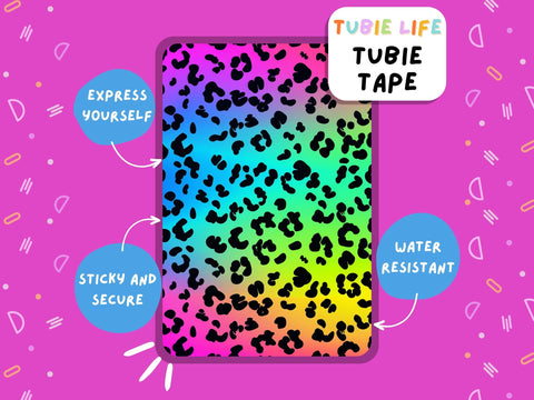 TUBIE TAPE Tubie Life ombre rainbow leopard print ng tube tape for feeding tubes and other tubing Full Sheet