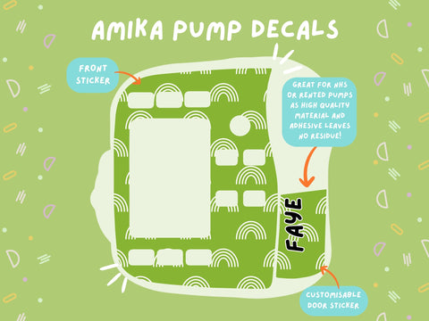 Amika Pump Sticker green rainbows Tubie Life Feeding Pump Decal for Fresenius Amika tube feeding pumps