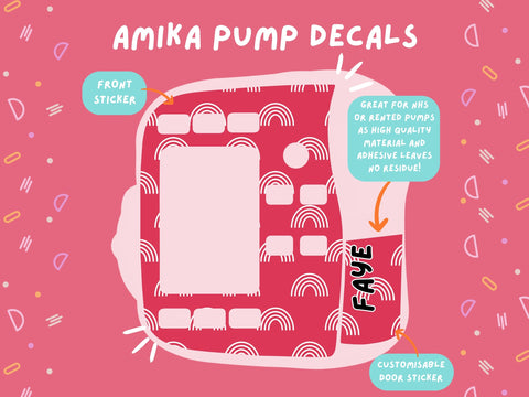 Amika Pump Sticker red rainbows Tubie Life Feeding Pump Decal for Fresenius Amika tube feeding pumps