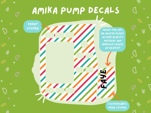 Amika Pump Sticker rainbow stripes Tubie Life Feeding Pump Decal for Fresenius Amika tube feeding pumps