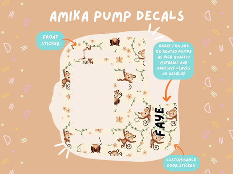 Amika Pump Sticker monkey Tubie Life Feeding Pump Decal for Fresenius Amika tube feeding pumps