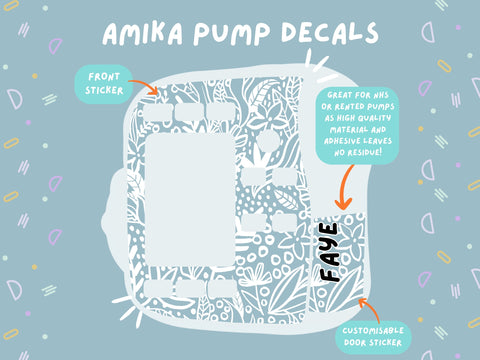 Amika Pump Sticker blue floral Tubie Life Feeding Pump Decal for Fresenius Amika tube feeding pumps