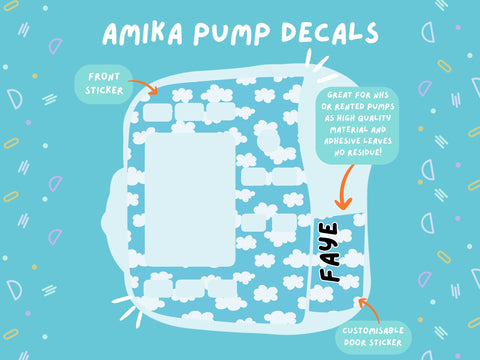 Amika Pump Sticker blue clouds Tubie Life Feeding Pump Decal for Fresenius Amika tube feeding pumps