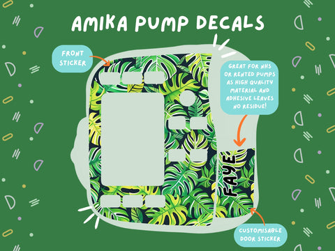 Amika Pump Sticker tropical leaves Tubie Life Feeding Pump Decal for Fresenius Amika tube feeding pumps