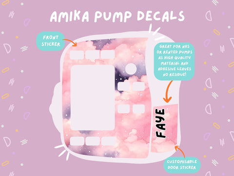 Amika Pump Sticker pink galaxy Tubie Life Feeding Pump Decal for Fresenius Amika tube feeding pumps