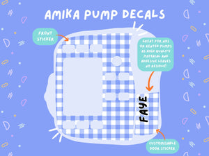 Amika Pump Sticker blue gingham Tubie Life Feeding Pump Decal for Fresenius Amika tube feeding pumps