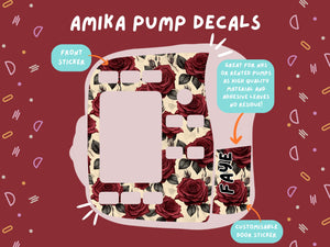 Amika Pump Sticker red roses Tubie Life Feeding Pump Decal for Fresenius Amika tube feeding pumps