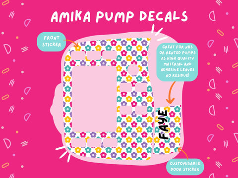 Amika Pump Sticker bright flowers Tubie Life Feeding Pump Decal for Fresenius Amika tube feeding pumps