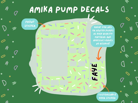 Amika Pump Sticker green sprinkle Tubie Life Feeding Pump Decal for Fresenius Amika tube feeding pumps