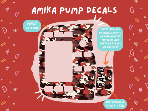 Amika Pump Sticker red camouflage Tubie Life Feeding Pump Decal for Fresenius Amika tube feeding pumps