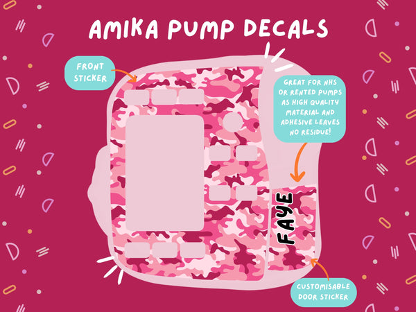 Amika Pump Sticker pink camouflage Tubie Life Feeding Pump Decal for Fresenius Amika tube feeding pumps
