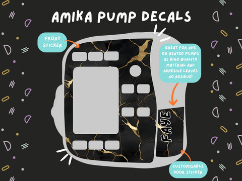 Amika Pump Sticker black marble Tubie Life Feeding Pump Decal for Fresenius Amika tube feeding pumps