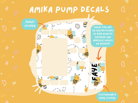 Amika Pump Sticker buzzing bee Tubie Life Feeding Pump Decal for Fresenius Amika tube feeding pumps