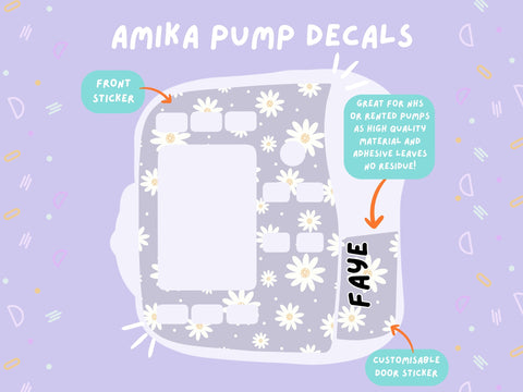 Amika Pump Sticker pastel purple daisy Tubie Life Feeding Pump Decal for Fresenius Amika tube feeding pumps