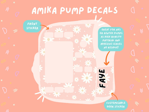 Amika Pump Sticker pastel pink daisy Tubie Life Feeding Pump Decal for Fresenius Amika tube feeding pumps