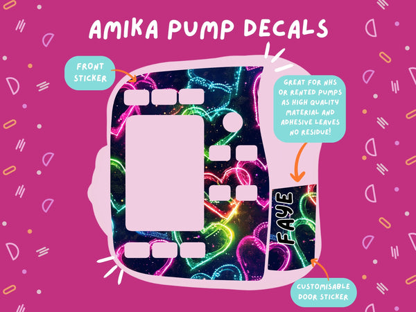 Amika Pump Sticker neon heart effect Tubie Life Feeding Pump Decal for Fresenius Amika tube feeding pumps