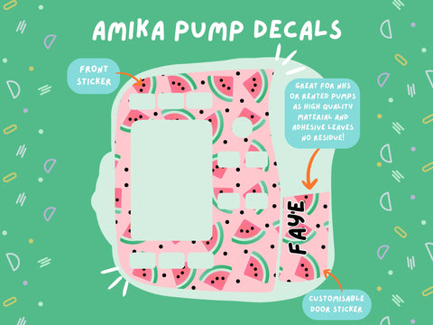 Amika Pump Sticker watermelon Tubie Life Feeding Pump Decal for Fresenius Amika tube feeding pumps