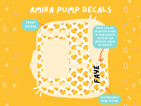 Amika Pump Sticker yellow ducks Tubie Life Feeding Pump Decal for Fresenius Amika tube feeding pumps