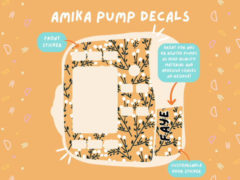 Amika Pump Sticker yellow mustard flowers Tubie Life Feeding Pump Decal for Fresenius Amika tube feeding pumps