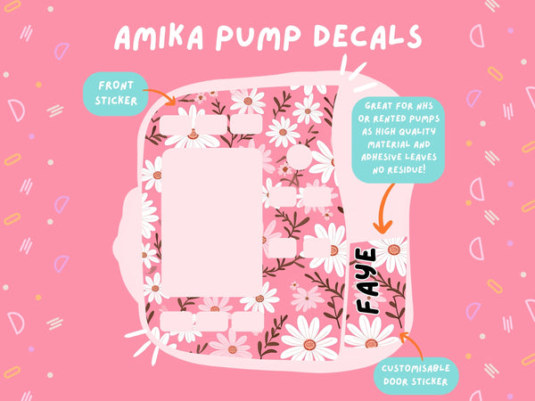 Amika Pump Sticker pink flowers Tubie Life Feeding Pump Decal for Fresenius Amika tube feeding pumps