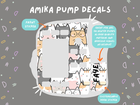 Amika Pump Sticker cats Tubie Life Feeding Pump Decal for Fresenius Amika tube feeding pumps