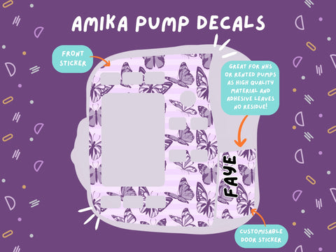 Amika Pump Sticker purple butterfly Tubie Life Feeding Pump Decal for Fresenius Amika tube feeding pumps