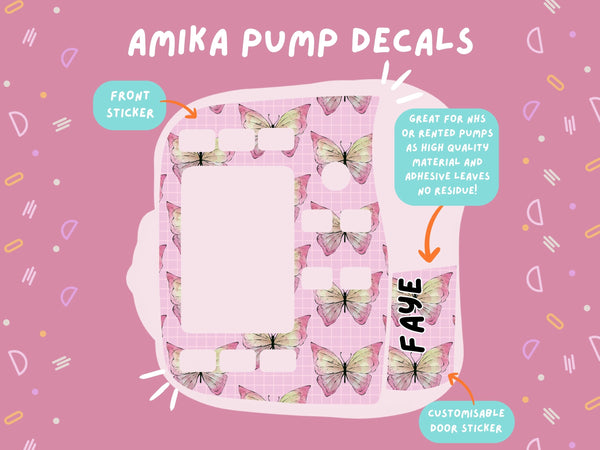Amika Pump Sticker pink butterfly Tubie Life Feeding Pump Decal for Fresenius Amika tube feeding pumps