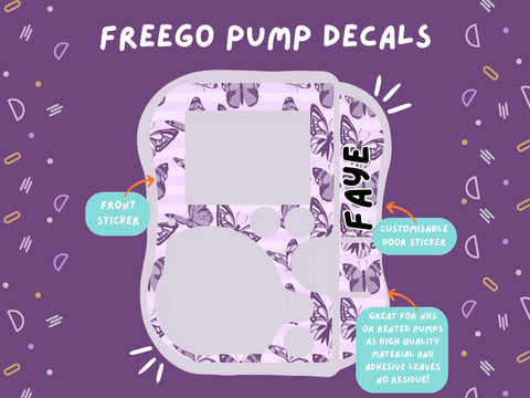 FreeGo Pump Sticker purple butterfly Tubie Life Feeding Pump Decal for Abbott FreeGo tube feeding pumps