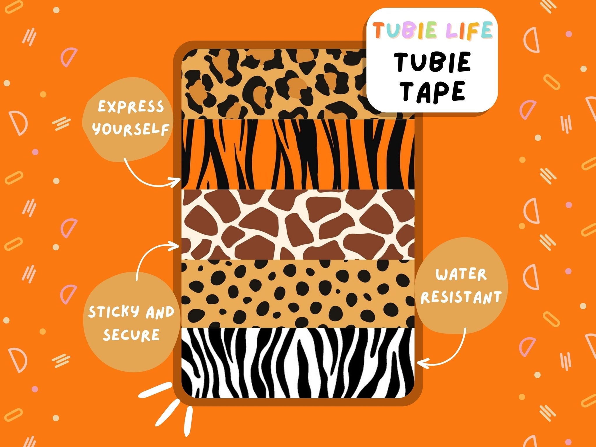 TUBIE TAPE Tubie Life animal print ng tube tape for feeding tubes and other tubing