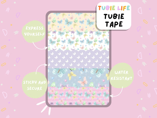 TUBIE TAPE Tubie Life pastel butterfly ng tube tape for feeding tubes and other tubing