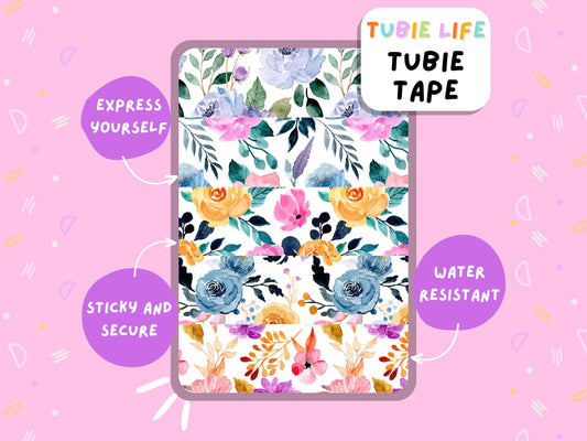 TUBIE TAPE Tubie Life watercolour flowers ng tube tape for feeding tubes and other tubing