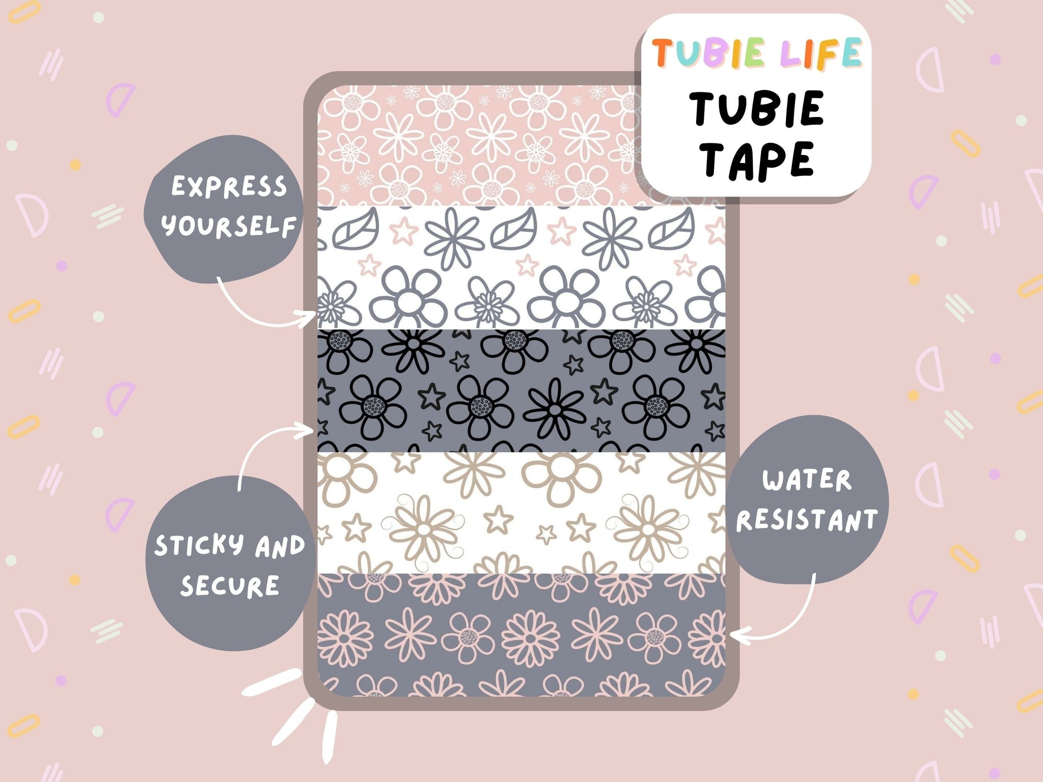 TUBIE TAPE Tubie Life daisy ng tube tape for feeding tubes and other tubing