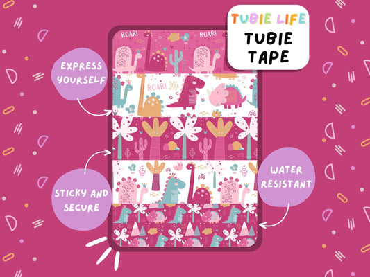 TUBIE TAPE Tubie Life pink dino ng tube tape for feeding tubes and other tubing