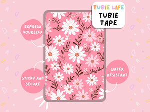 TUBIE TAPE Tubie Life pink flower ng tube tape for feeding tubes and other tubing Full Sheet