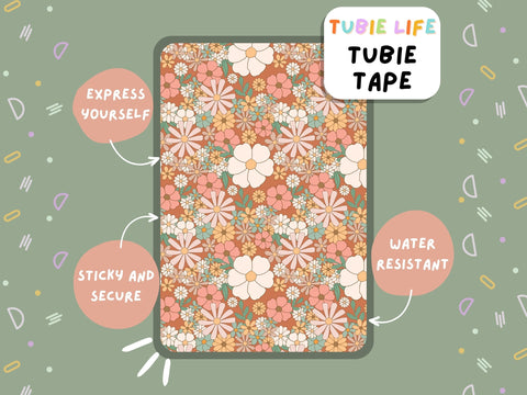 TUBIE TAPE Tubie Life boho flower ng tube tape for feeding tubes and other tubing Full Sheet