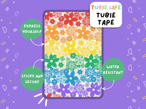 TUBIE TAPE Tubie Life rainbow flower ng tube tape for feeding tubes and other tubing Full Sheet