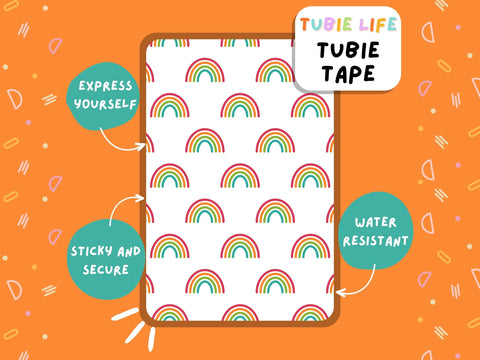 TUBIE TAPE Tubie Life rainbow ng tube tape for feeding tubes and other tubing Full Sheet