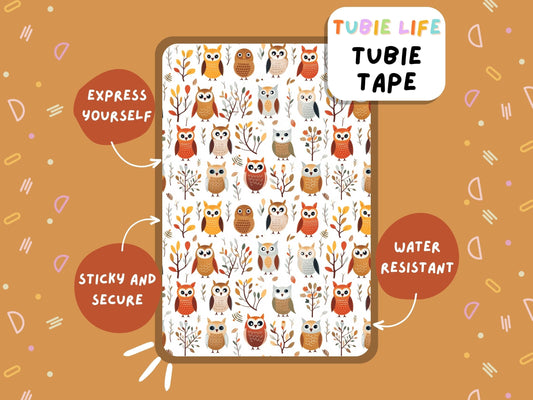 TUBIE TAPE Tubie Life owls ng tube tape for feeding tubes and other tubing Full Sheet