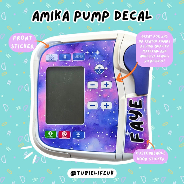 Amika Pump Sticker neon heart effect Tubie Life Feeding Pump Decal for Fresenius Amika tube feeding pumps