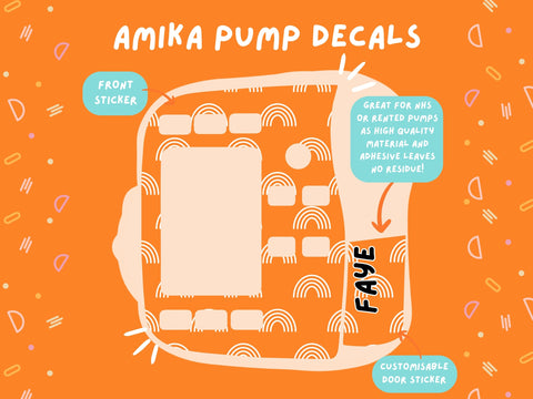 Amika Pump Sticker orange rainbows Tubie Life Feeding Pump Decal for Fresenius Amika tube feeding pumps