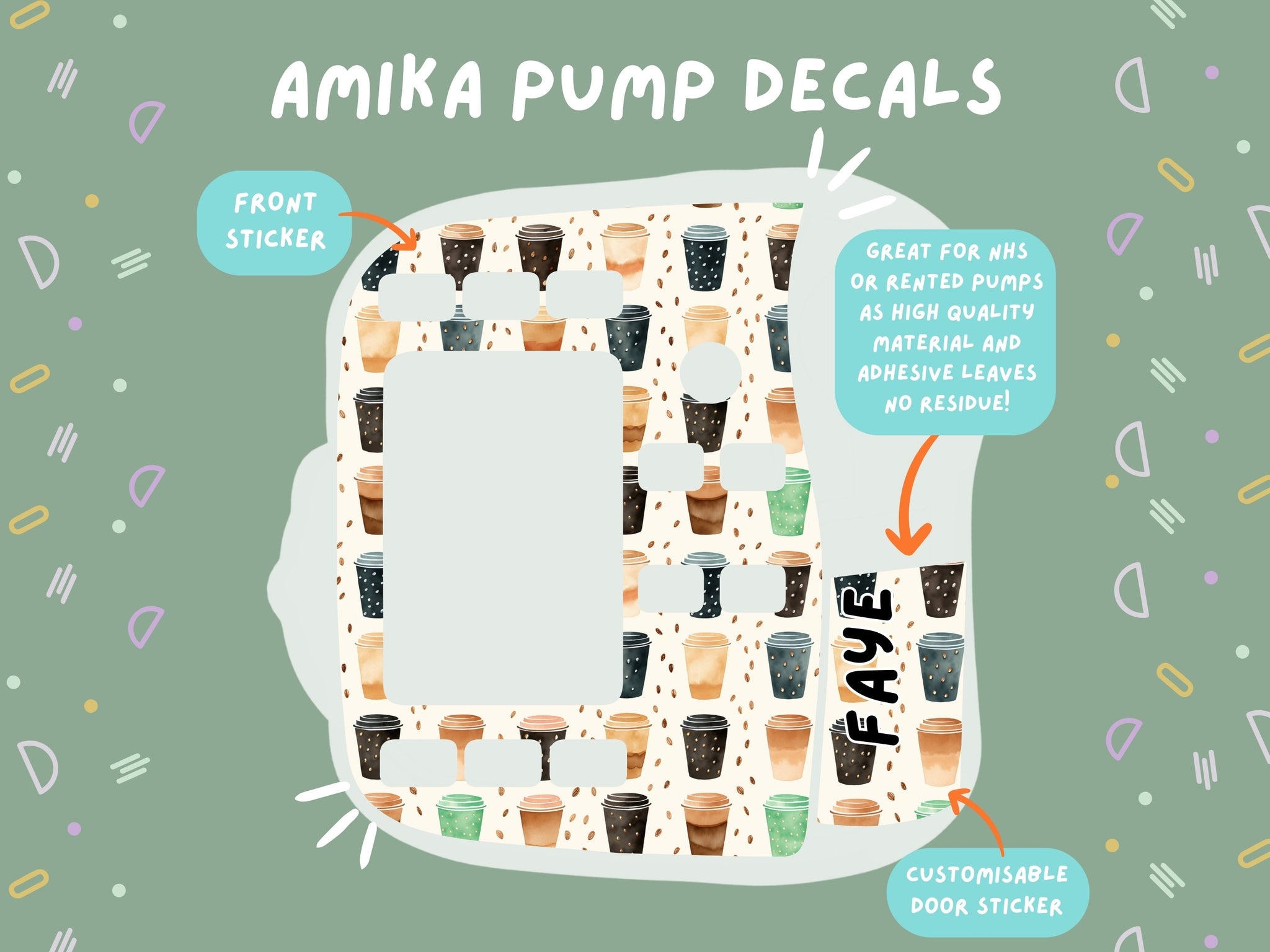 Amika Pump Sticker coffee cup Tubie Life Feeding Pump Decal for Fresenius Amika tube feeding pumps