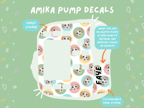 Amika Pump Sticker dogs in sunglasses Tubie Life Feeding Pump Decal for Fresenius Amika tube feeding pumps