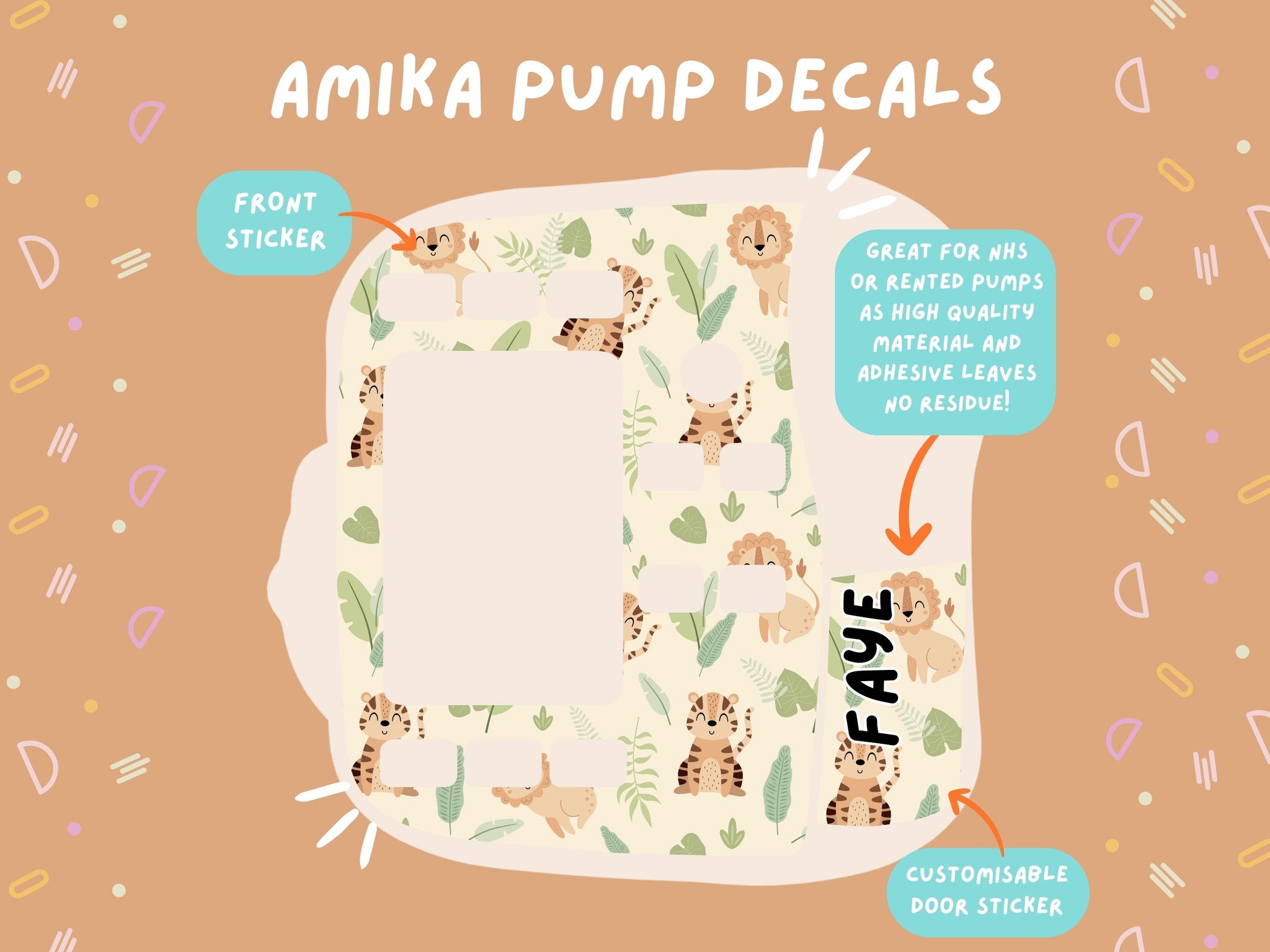 Amika Pump Sticker safari Tubie Life Feeding Pump Decal for Fresenius Amika tube feeding pumps