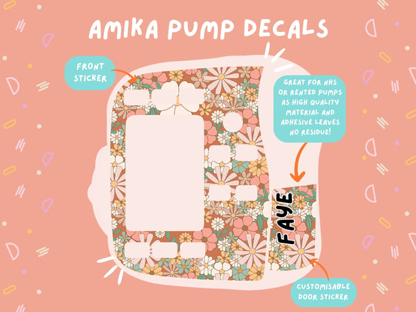 Amika Pump Sticker boho flowers Tubie Life Feeding Pump Decal for Fresenius Amika tube feeding pumps