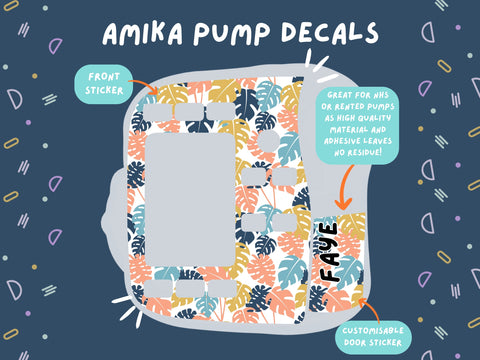 Amika Pump Sticker bright tropical leaves Tubie Life Feeding Pump Decal for Fresenius Amika tube feeding pumps