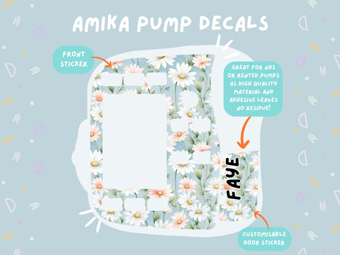 Amika Pump Sticker blue daisy Tubie Life Feeding Pump Decal for Fresenius Amika tube feeding pumps