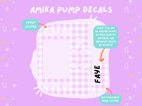 Amika Pump Sticker purple gingham Tubie Life Feeding Pump Decal for Fresenius Amika tube feeding pumps